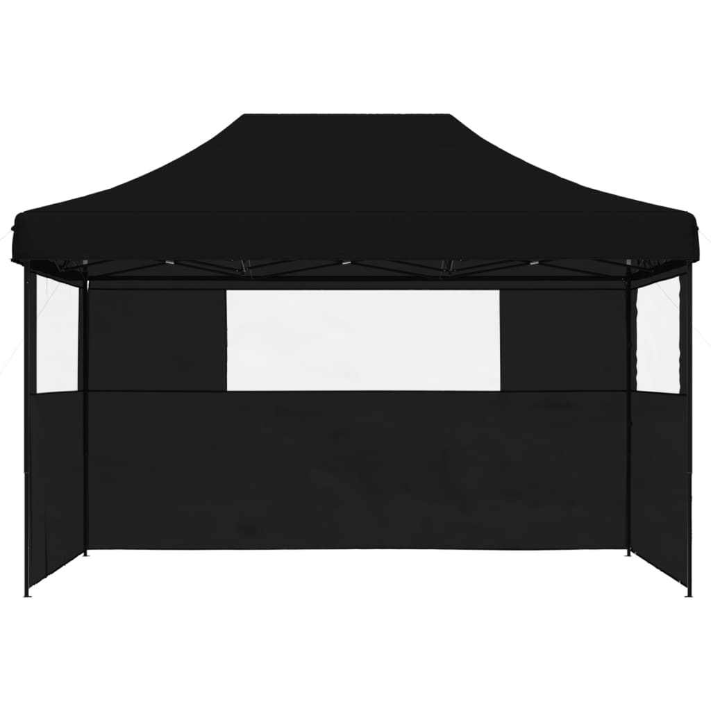 Tente de fête pop-up pliable avec 3 panneaux latéraux noir