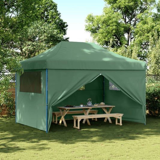 Tente de fête pop-up pliable avec 4 panneaux latéraux vert