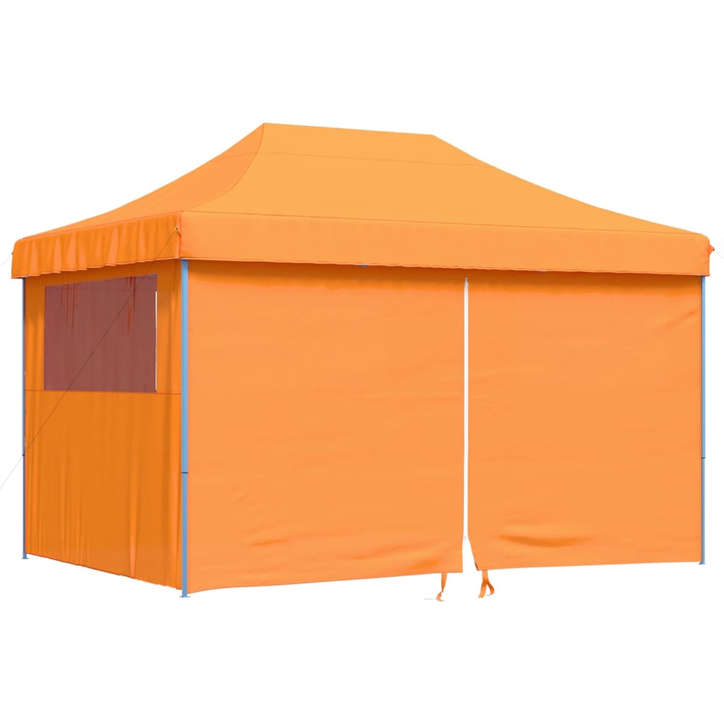 Tente de fête pop-up pliable avec 4 panneaux latéraux orange