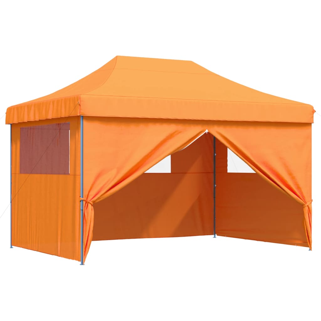 Tente de fête pop-up pliable avec 4 panneaux latéraux orange
