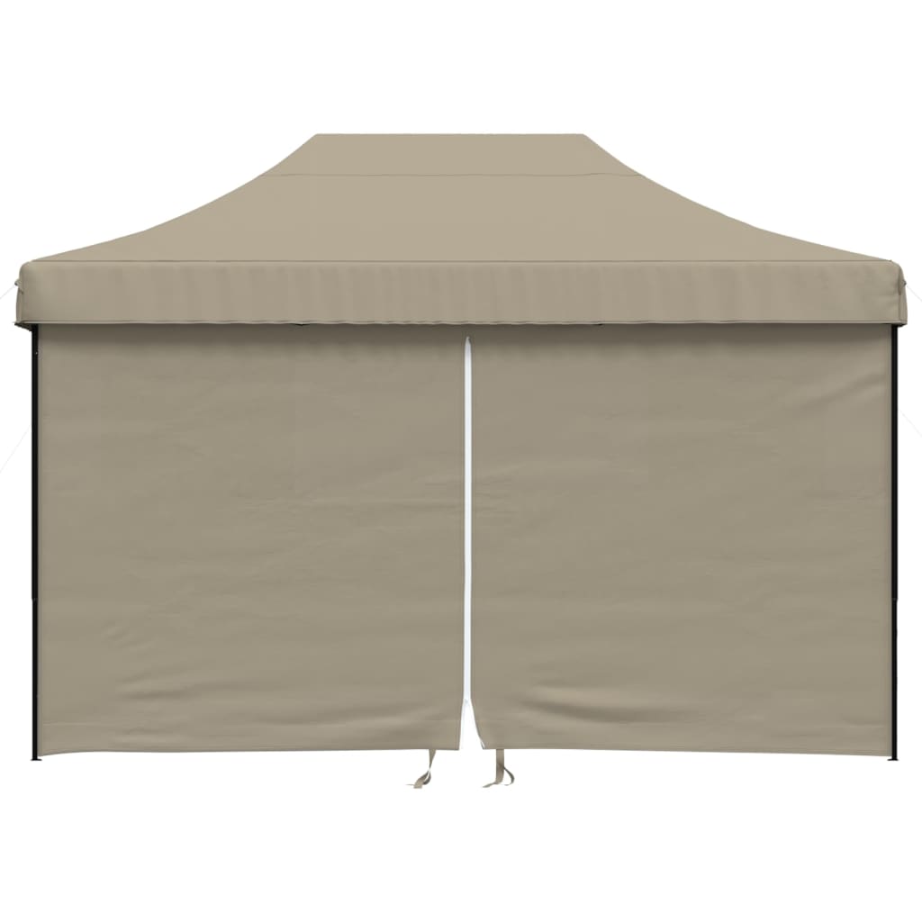Tente de fête pop-up pliable avec 4 panneaux latéraux taupe