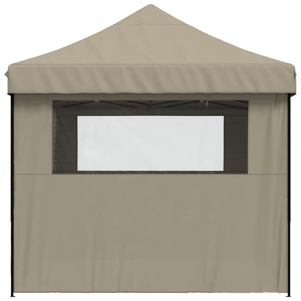 Tente de fête pop-up pliable avec 4 panneaux latéraux taupe