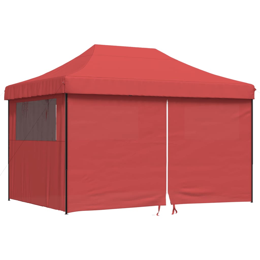 Tente de fête pop-up pliable avec 4 panneaux latéraux rouge bordeaux