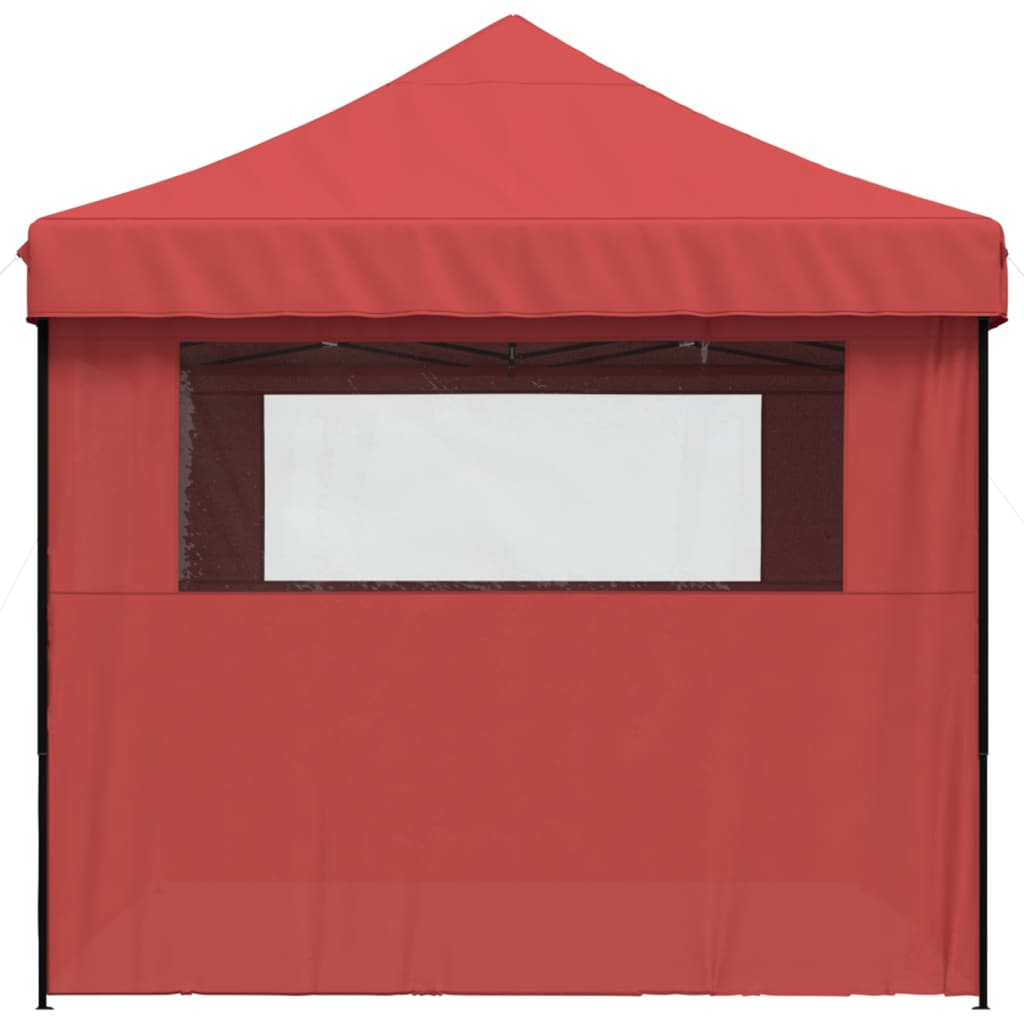 Tente de fête pop-up pliable avec 4 panneaux latéraux rouge bordeaux