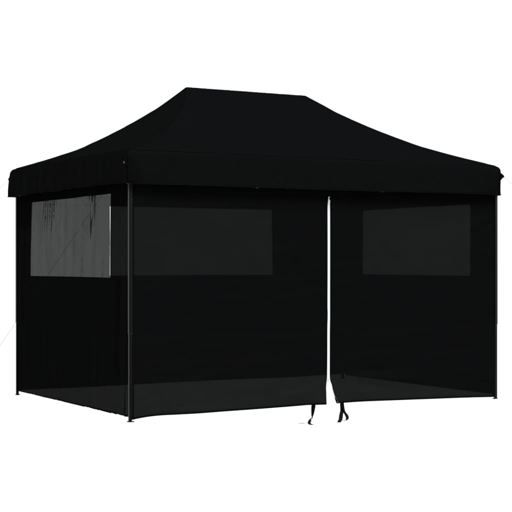 Tente de fête pop-up pliable avec 4 panneaux latéraux noir