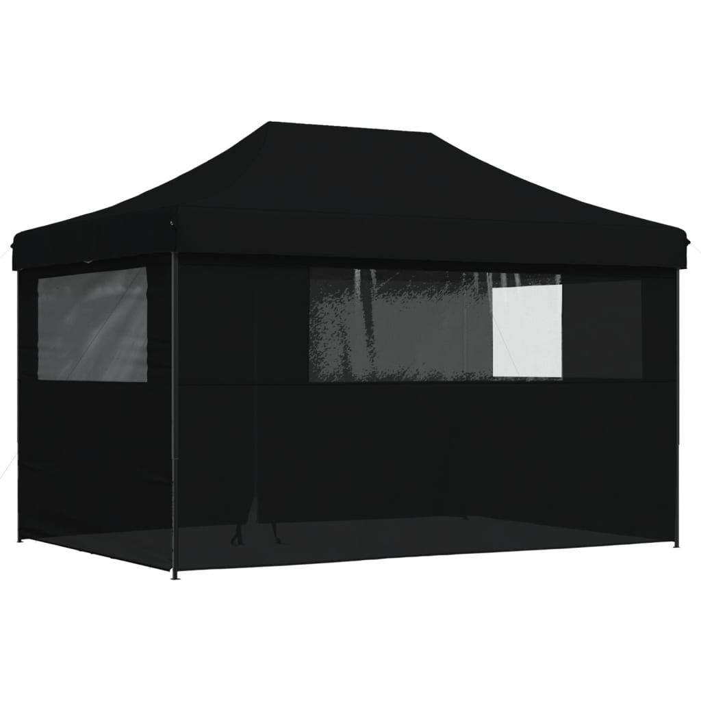 Tente de fête pop-up pliable avec 4 panneaux latéraux noir