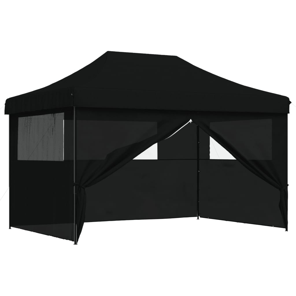 Tente de fête pop-up pliable avec 4 panneaux latéraux noir