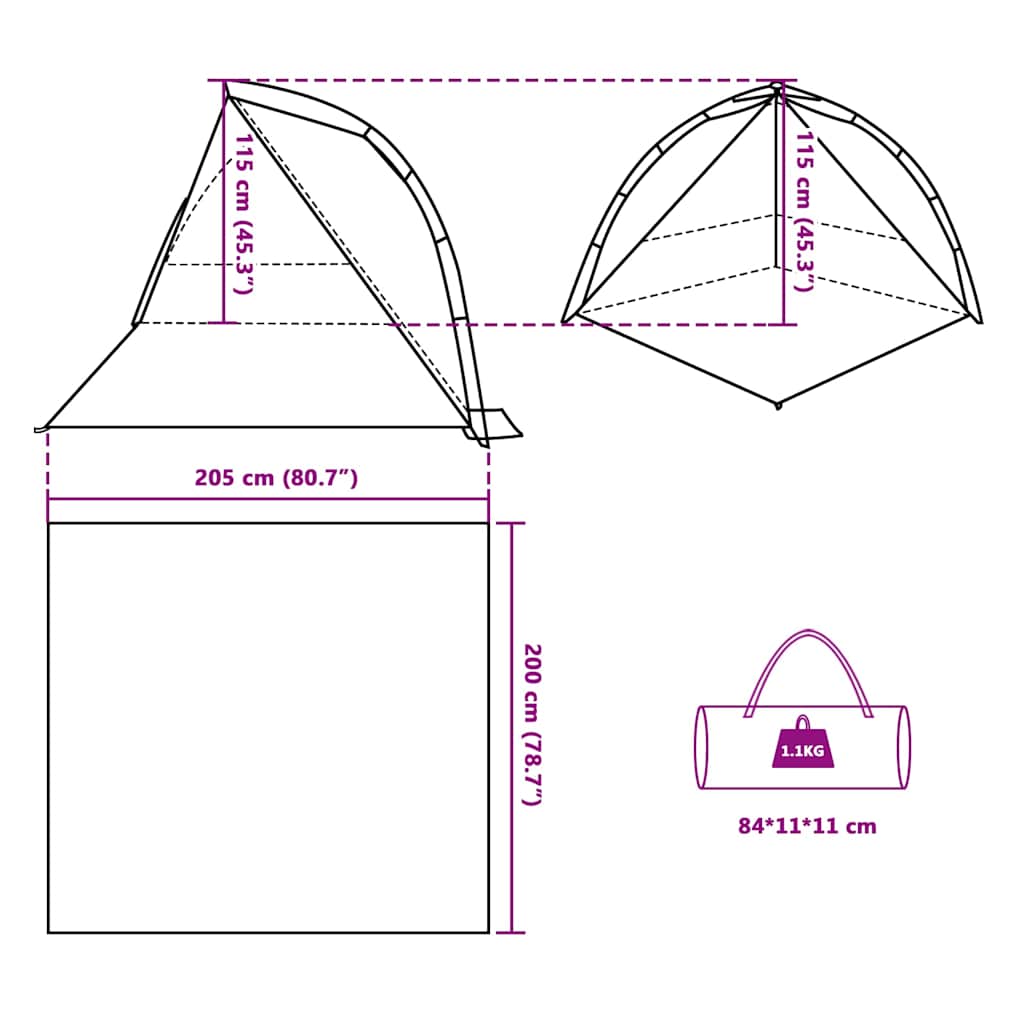 Strandzelt Grau Quick Release Wasserdicht
