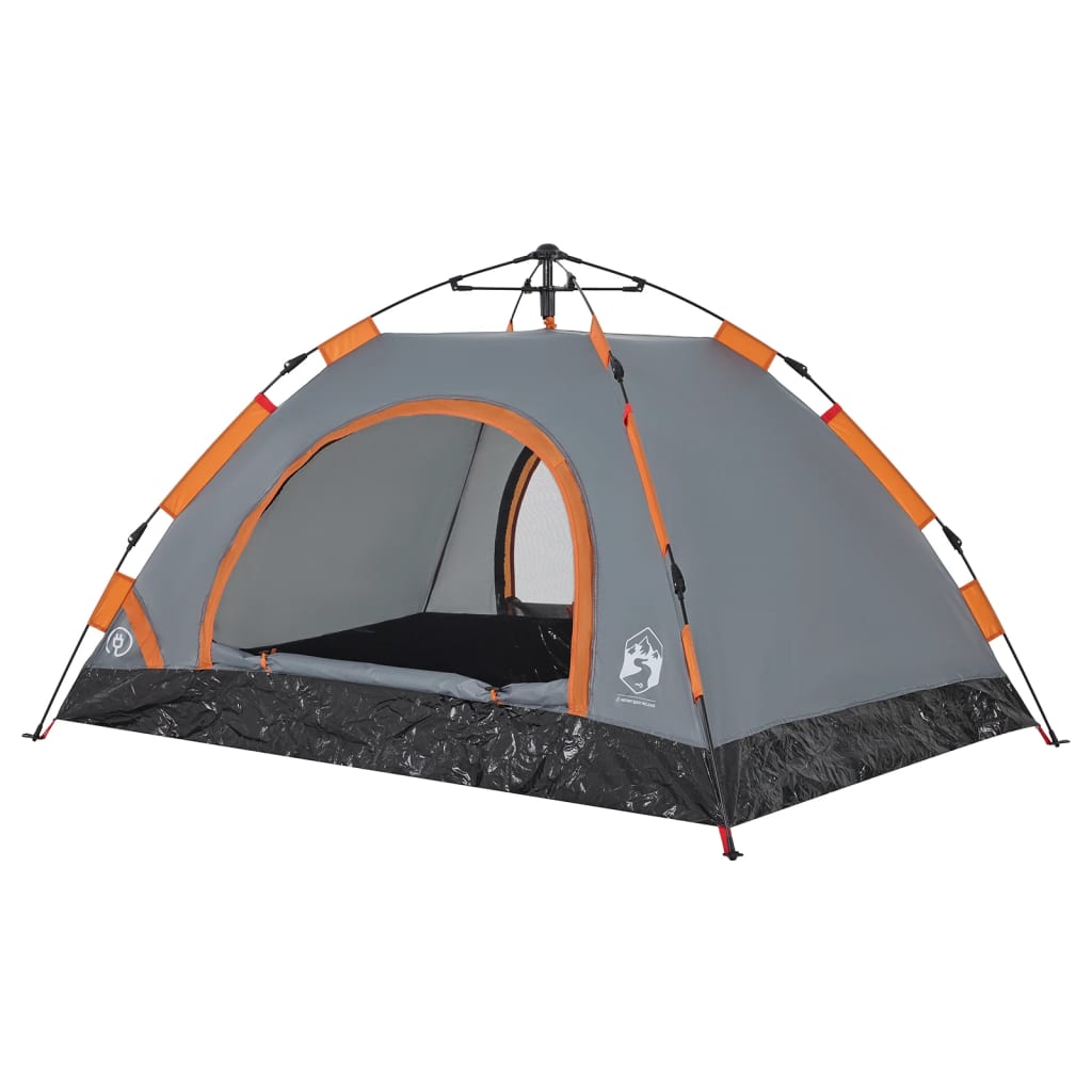 Campingzelt 2 Personen Grau und Orange Quick Release