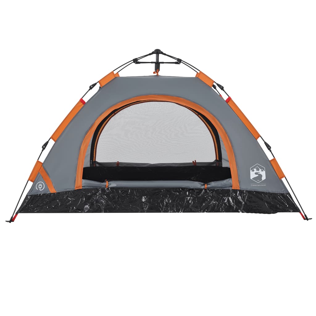 Campingzelt 2 Personen Grau und Orange Quick Release