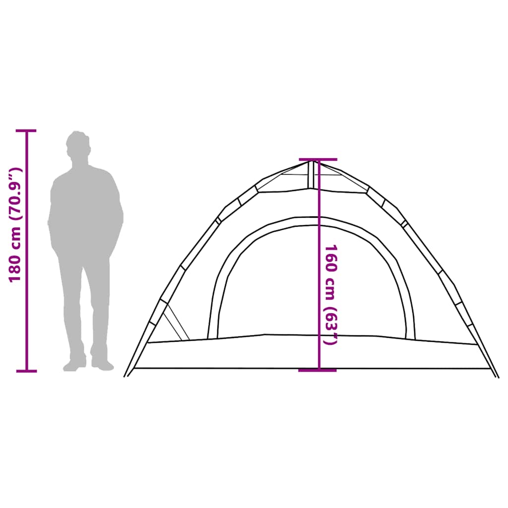 Campingzelt 4 Personen Grün Quick Release