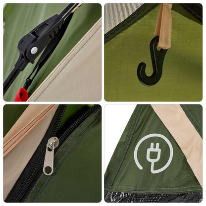Kuppel-Campingzelt 3 Personen Grün Quick Release
