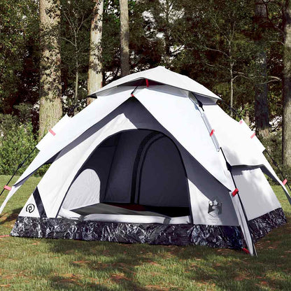 Kuppel-Campingzelt 3 Personen Weiß Verdunkelt Quick Release