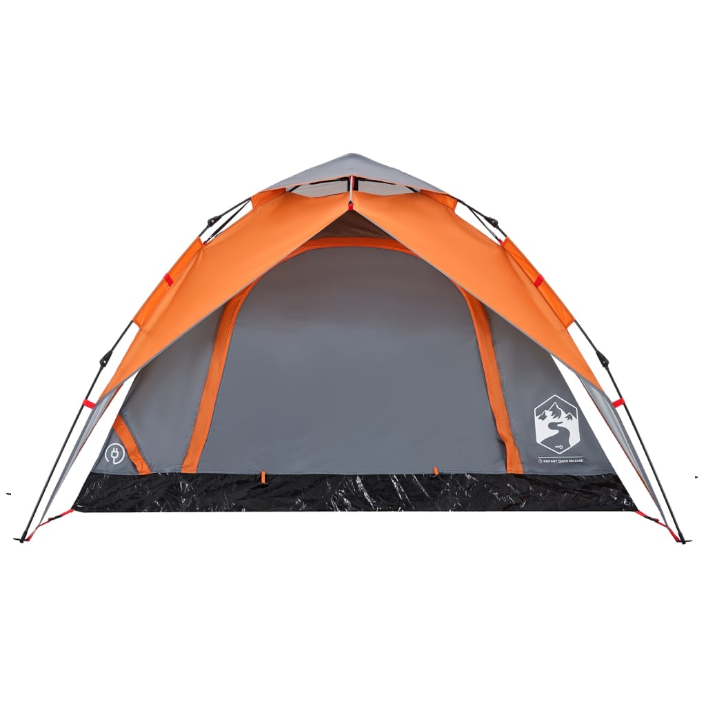 Kuppel-Campingzelt 4 Personen Grau und Orange Quick Release