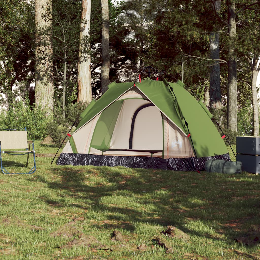 Tente de camping dôme 2 personnes verte à dégagement rapide