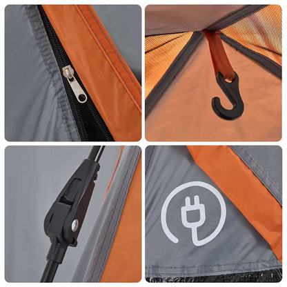 Kuppel-Campingzelt 3 Personen Grau und Orange Quick Release