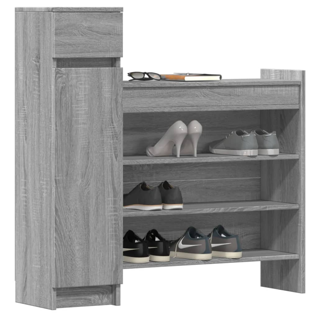 Schuhschrank Grau Sonoma 100,5x28x100 cm Holzwerkstoff