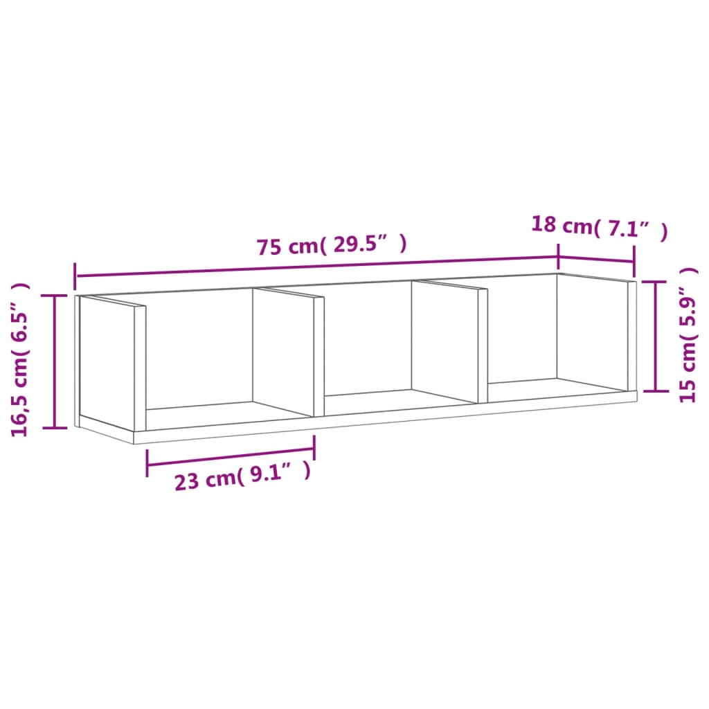 Wandschrank Weiß 75x18x16,5 cm Holzwerkstoff