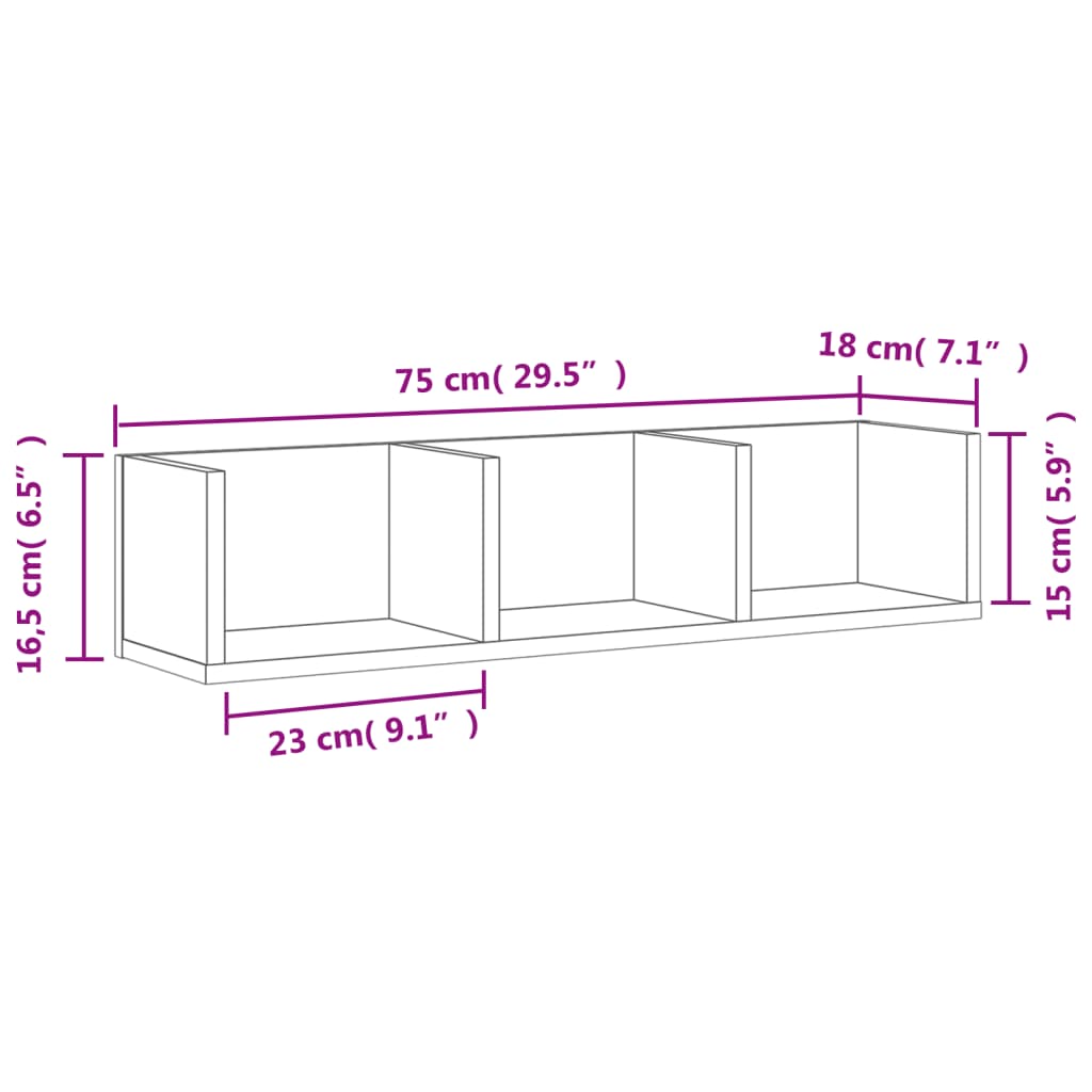 Armoire murale chêne Sonoma 75x18x16,5 cm matériau bois