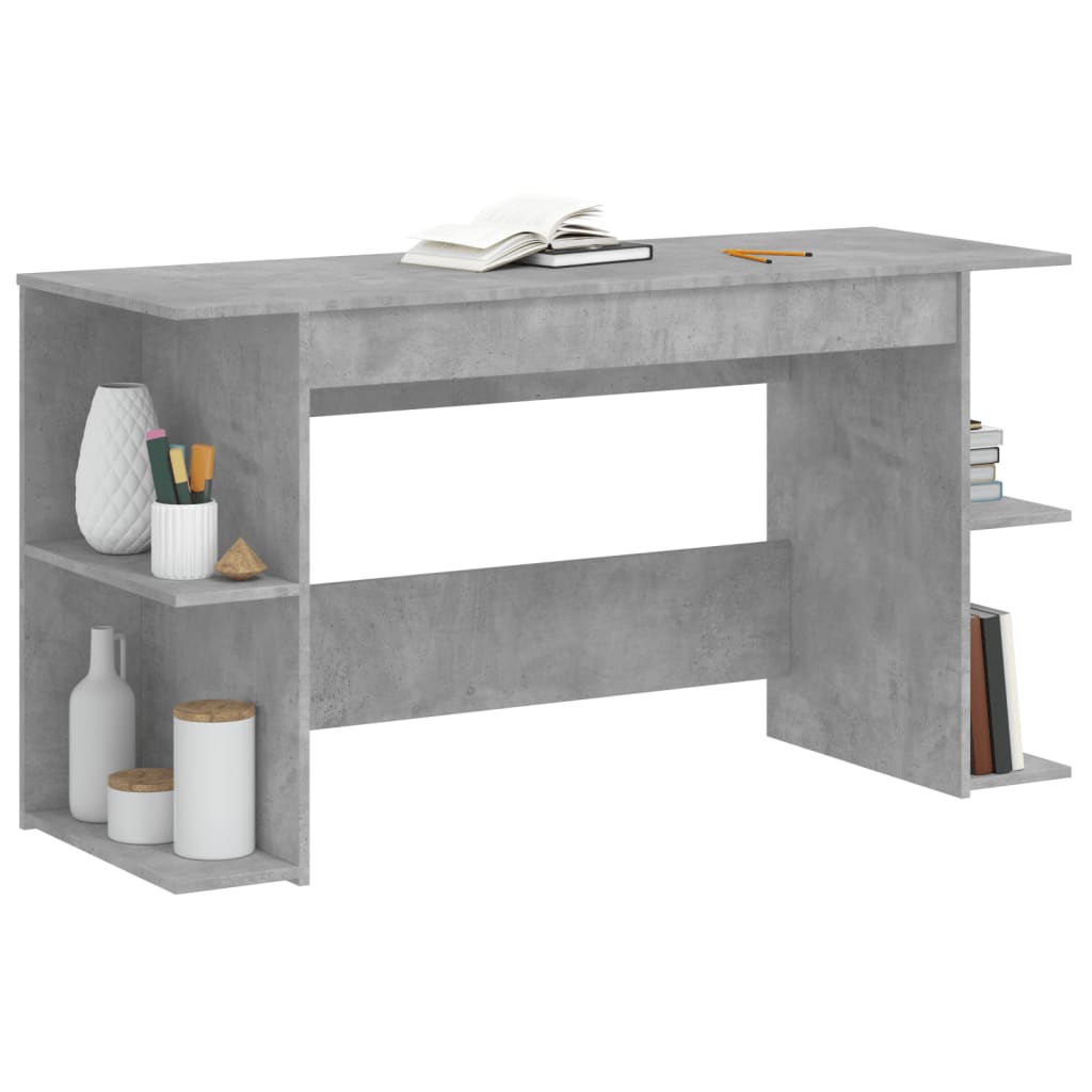 Bureau gris béton 140x50x75 cm en bois