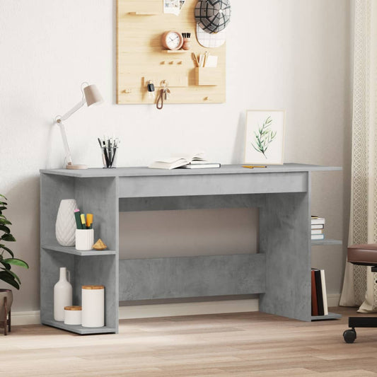 Bureau gris béton 140x50x75 cm en bois