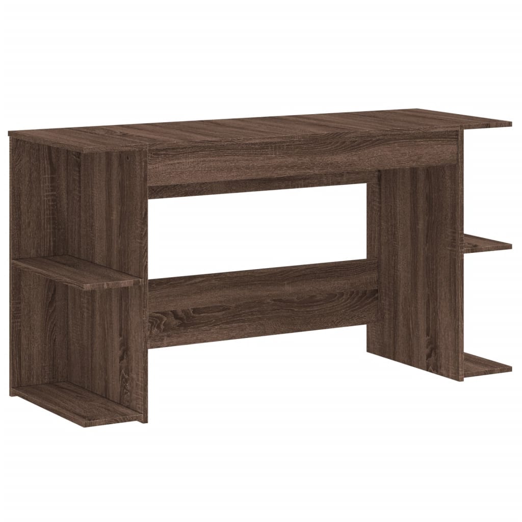 Bureau aspect chêne marron 140x50x75 cm matériau bois