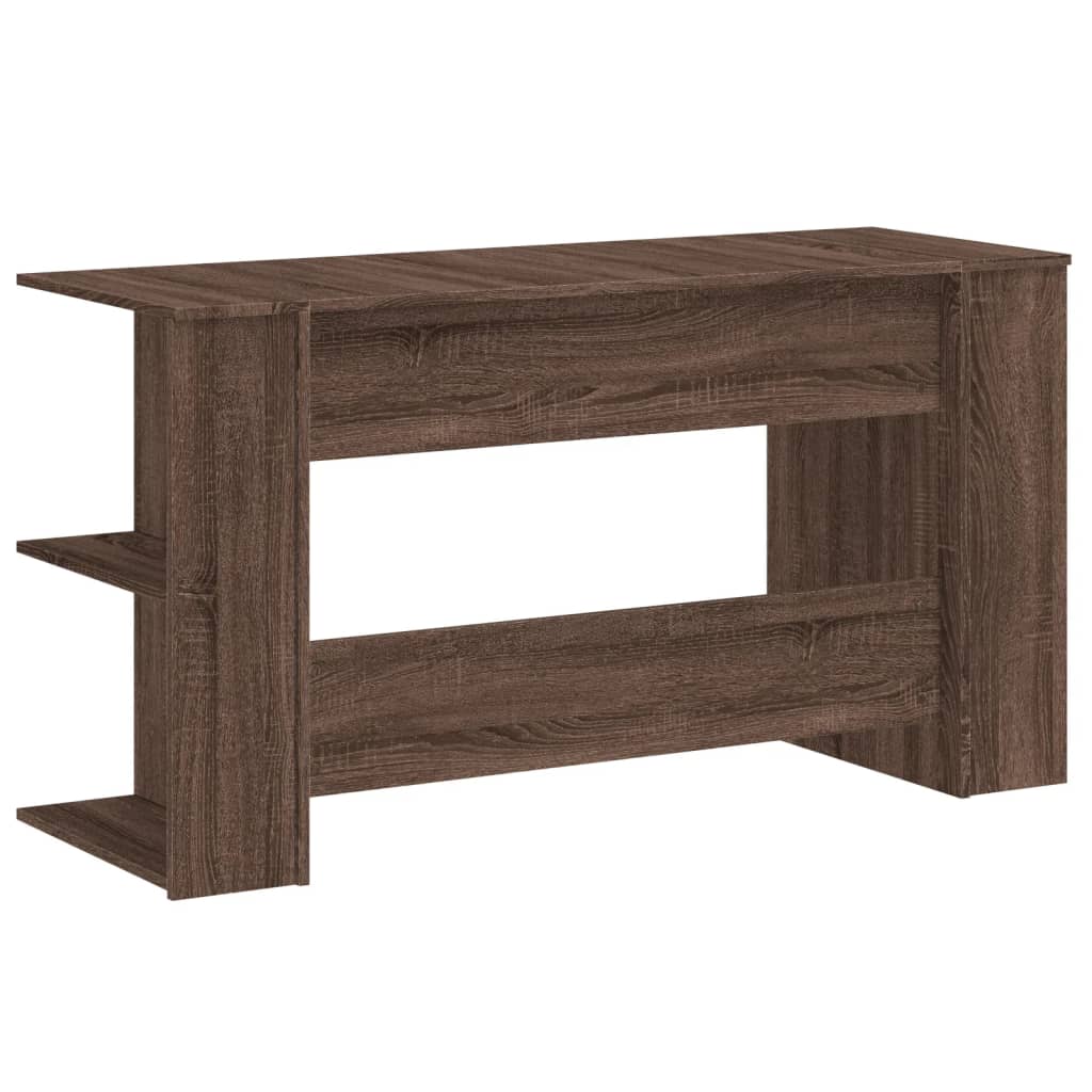 Bureau aspect chêne marron 140x50x75 cm matériau bois