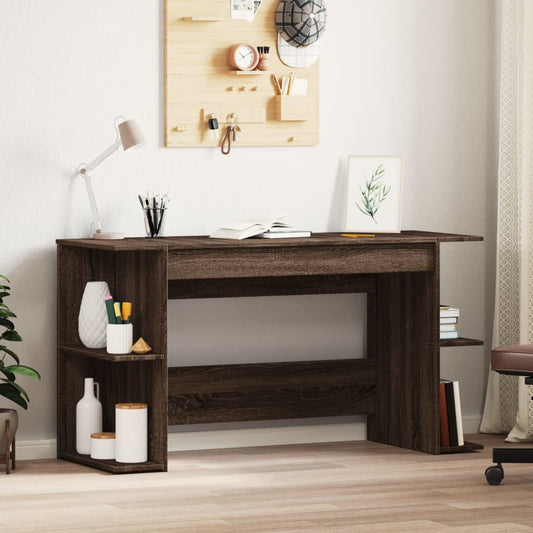 Bureau aspect chêne marron 140x50x75 cm matériau bois