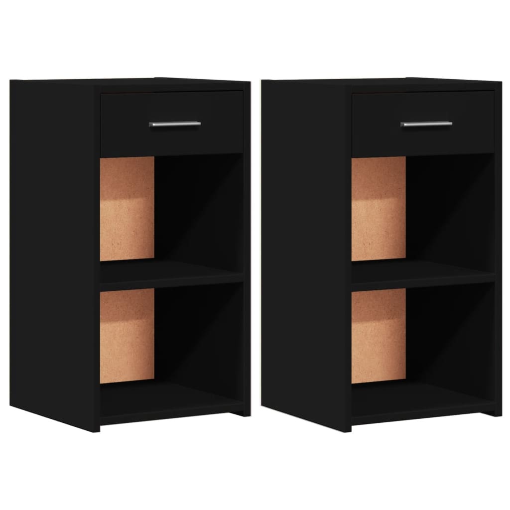 Tables de chevet 2 pcs. Noir 35x34x65 cm en bois