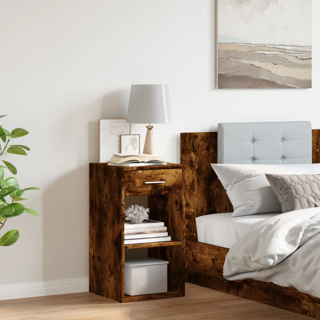 Bedside table smoked oak 35x34x65 cm wood material
