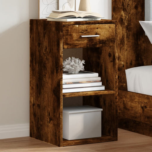Bedside table smoked oak 35x34x65 cm wood material