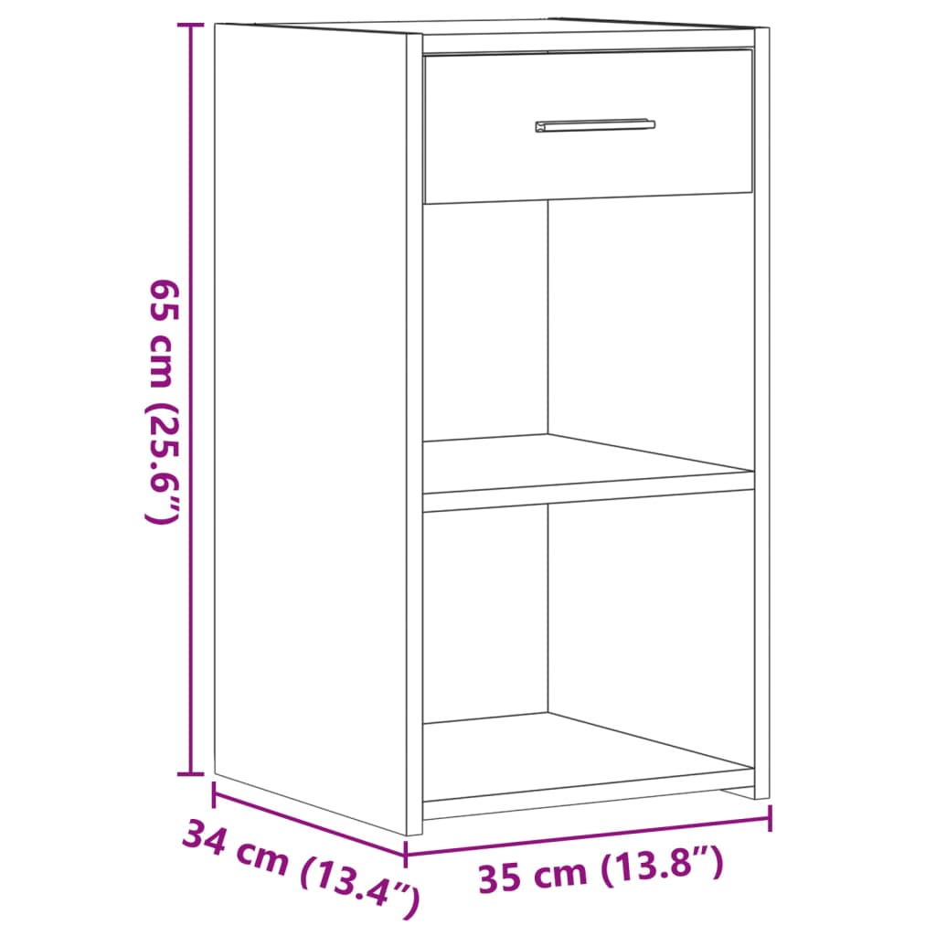 Table de chevet grise Sonoma 35x34x65 cm en bois