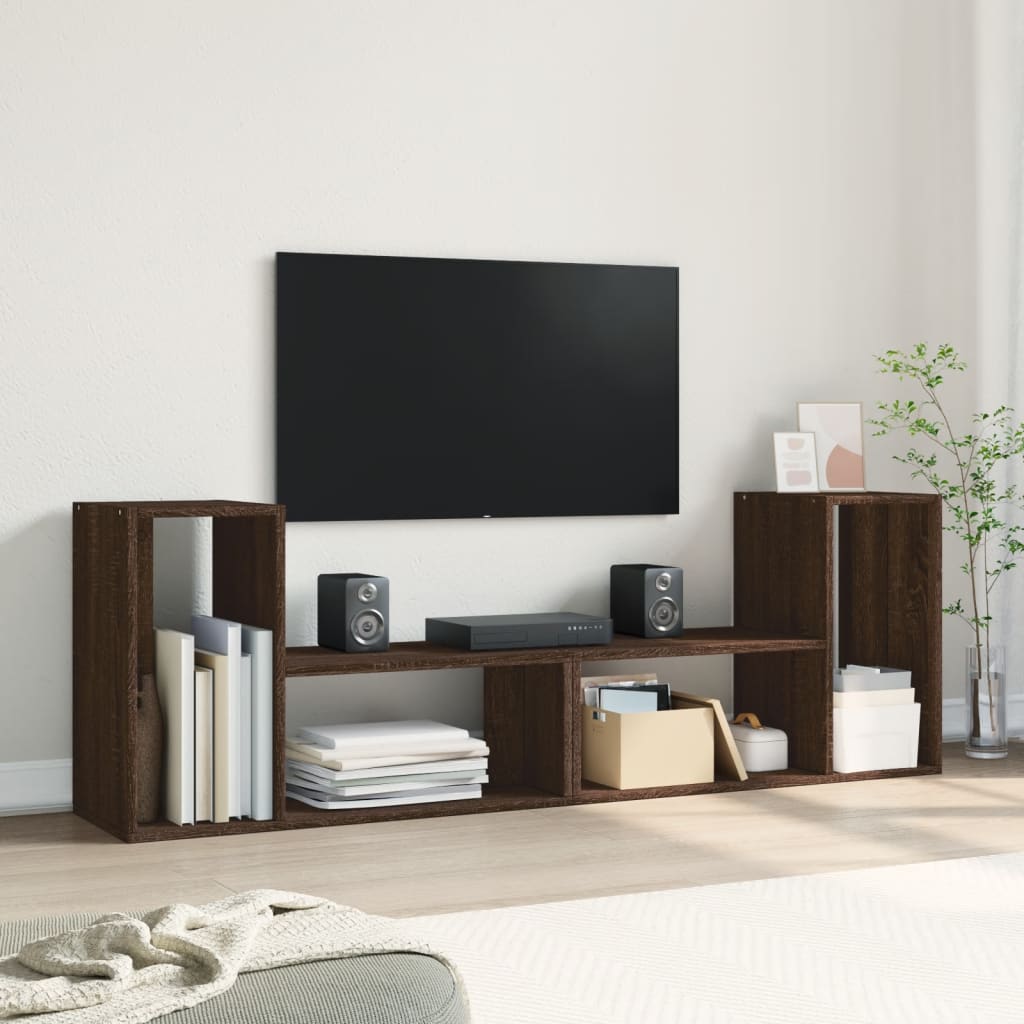 Meubles TV 2 pièces aspect chêne brun 75x30x50 cm matériau bois