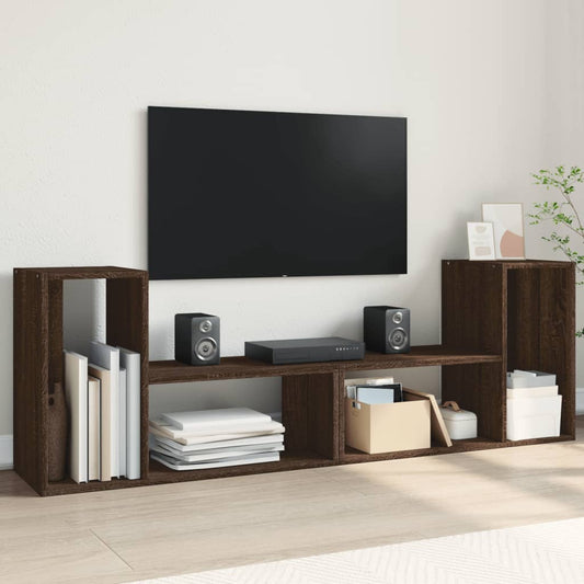 Meubles TV 2 pièces aspect chêne brun 75x30x50 cm matériau bois