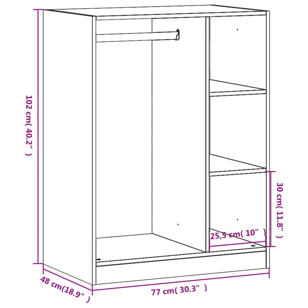 Armoire noire 77x48x102 cm matière bois