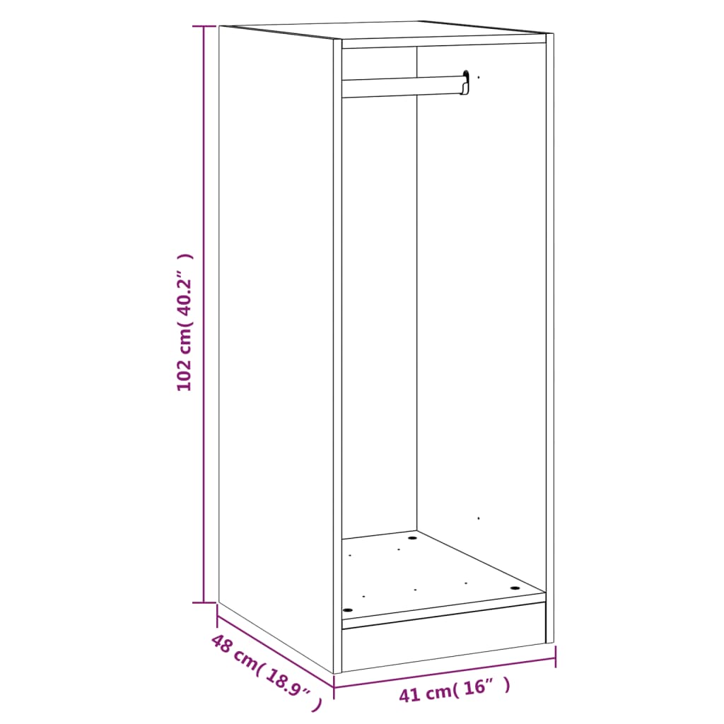 Kleiderschrank Räuchereiche 48x41x102 cm Holzwerkstoff