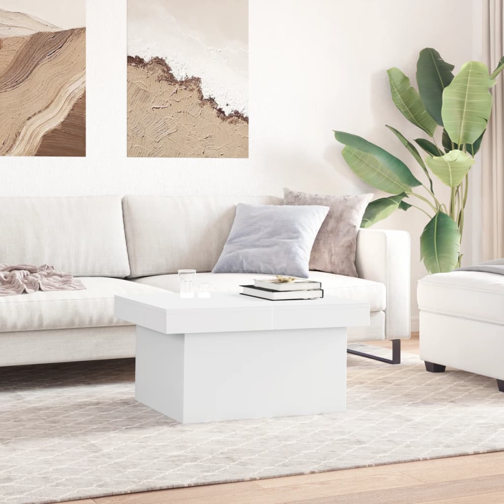 Table basse blanche 80x55x40 cm en bois