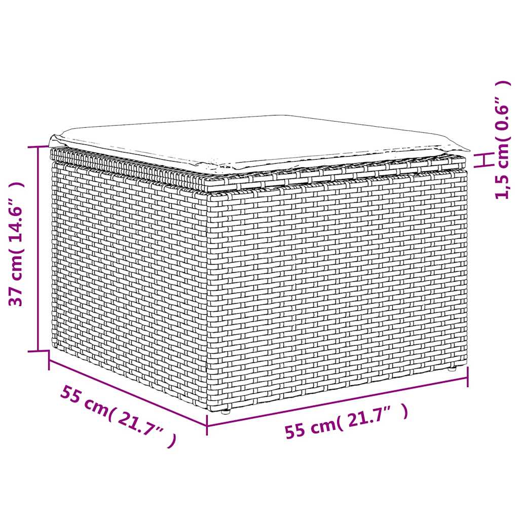 8-teiliges Gartensofa-Set mit Kissen, grau, Polyrattan