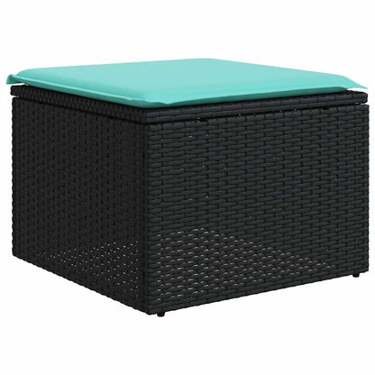 10-teiliges Gartensofa-Set mit Kissen, schwarzes Polyrattan