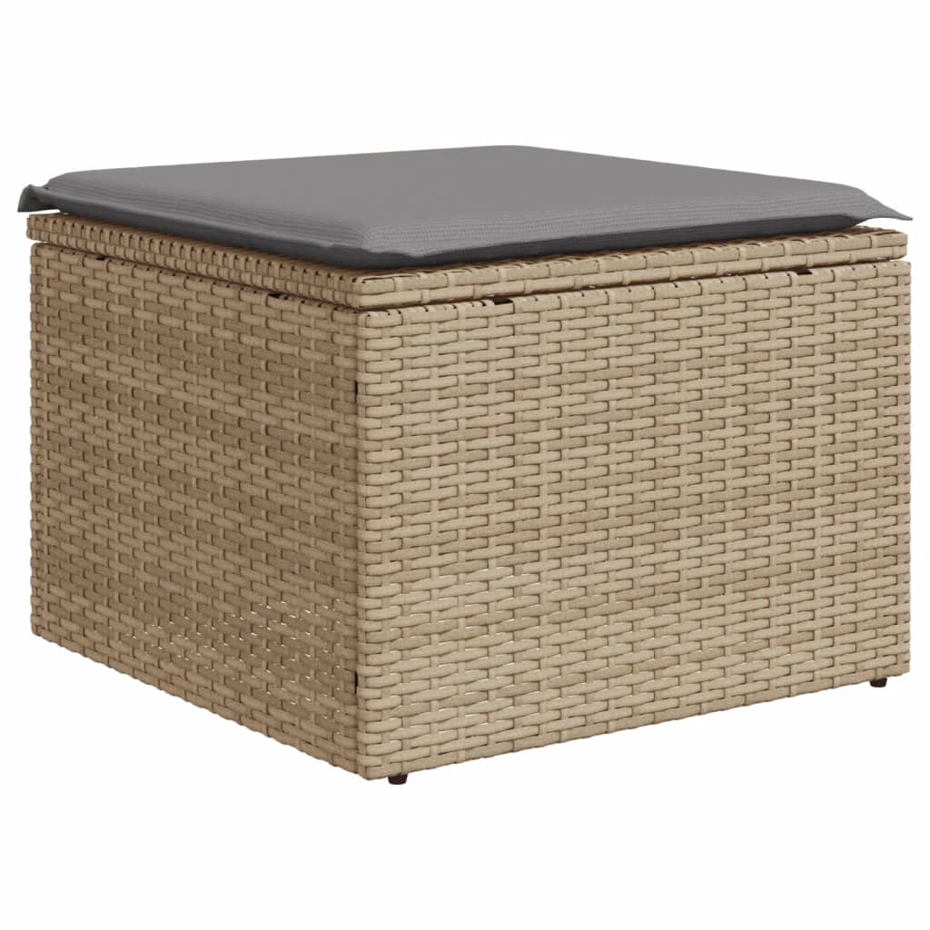 11-tlg. Garten-Sofagarnitur mit Kissen Beige-Mix Poly Rattan