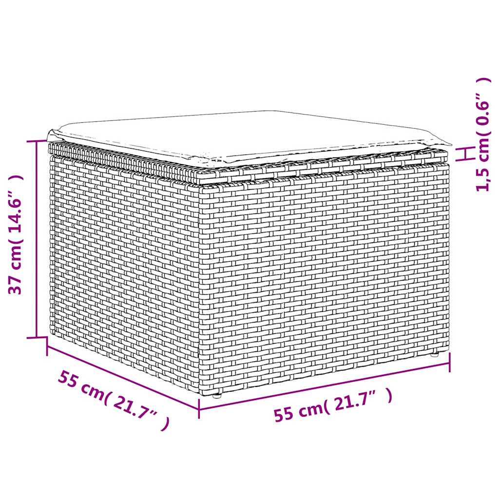 12-teiliges Gartensofa-Set mit Kissen, schwarzes Polyrattan