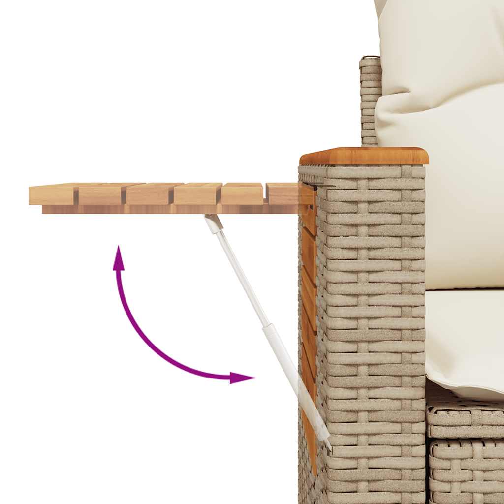 8-tlg. Garten-Sofagarnitur mit Kissen Beige Poly Rattan