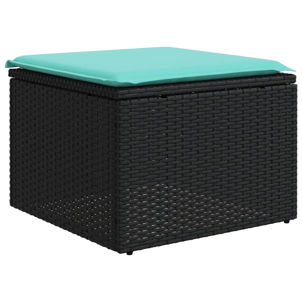 5-tlg. Garten-Sofagarnitur mit Kissen Schwarz Poly Rattan