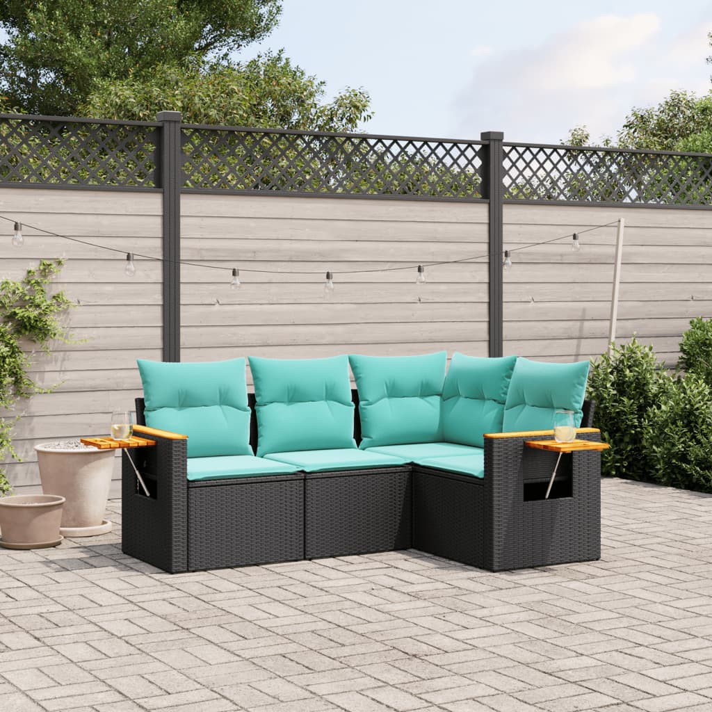 5-Tlg. Garten-Sofagarnitur Mit Kissen Poly Rattan