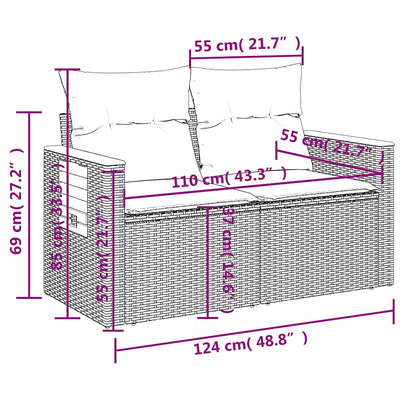5-tlg. Garten-Sofagarnitur mit Kissen Schwarz Poly Rattan
