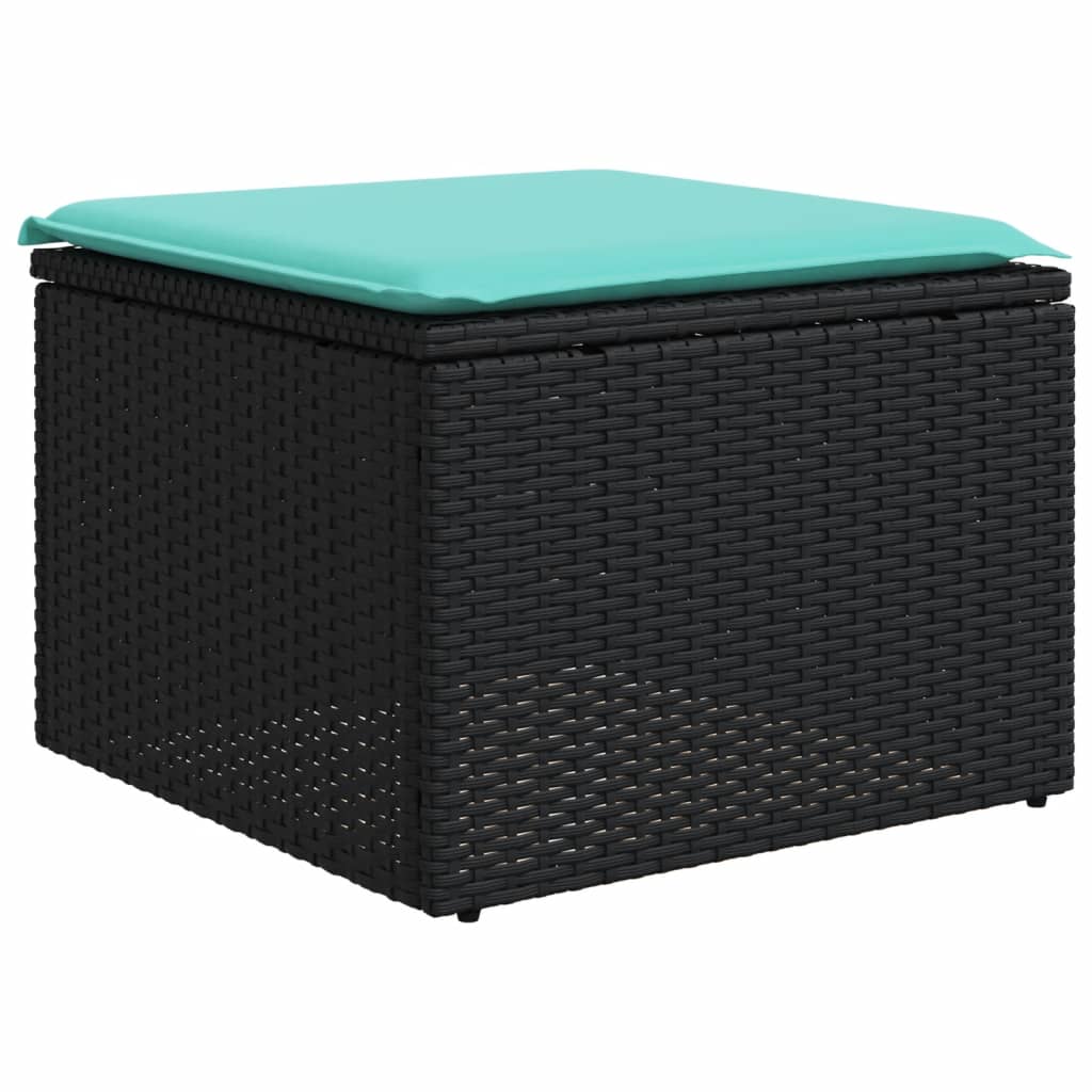 6-tlg. Garten-Sofagarnitur mit Kissen Schwarz Poly Rattan