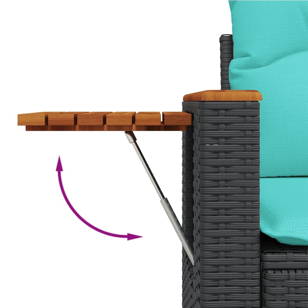 11-tlg. Garten-Sofagarnitur mit Kissen Schwarz Poly Rattan