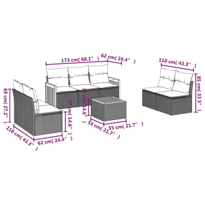 8-tlg. Garten-Sofagarnitur mit Kissen Schwarz Poly Rattan