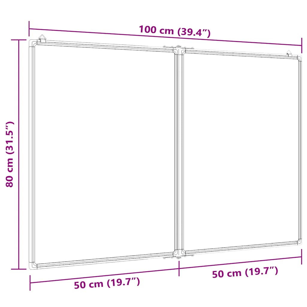 Magnetisches Whiteboard Klappbar 100x80x1,7 cm Aluminium