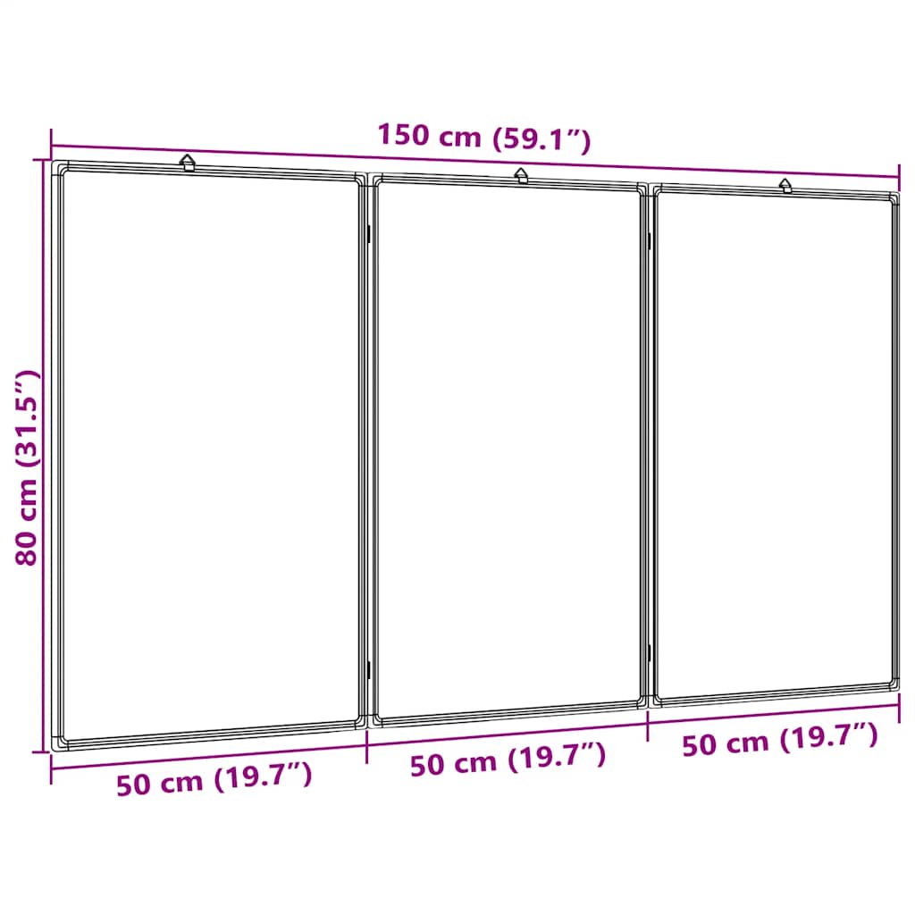 Magnetisches Whiteboard Klappbar 150x80x1,7 cm Aluminium